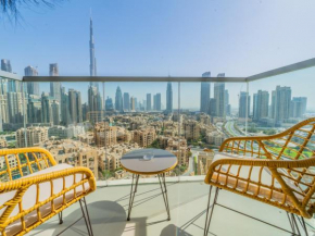 Monty Holiday Home - Sunny & Elegant 2 BR with Full Burj Khalifa View, Dubai